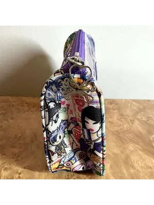Tokidoki Trasporto Travel Print Purple PVC Cosmetic Makeup Bag Train Case Pouch thumbnail 2
