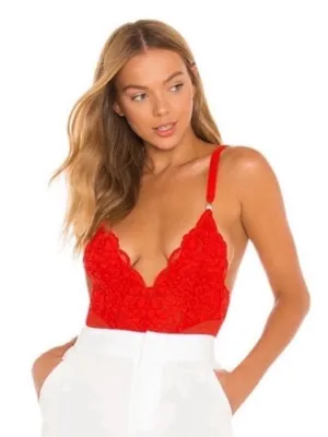 Free People HAH Cheap and Cheerful Bodysuit Blood Orange Size XS thumbnail 1