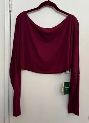 NWT Halara Cropped Long Sleeve One Shoulder Yoga Top Size Medium thumbnail 1