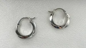 Twisted Silver Hoop Earrings for Women thumbnail 1