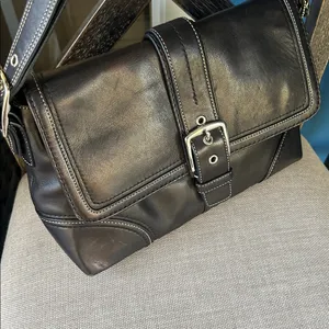 Coach Hampton elegant black leather buckle bag y2k F1260 hobo thumbnail 13
