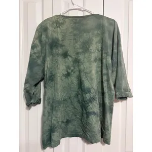 B.U.S.‎ Top Western Boho Green Tie Dye Fringe Studded Concho OS thumbnail 7
