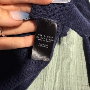Rag & Bone‎ Mesh Top Womens S Navy Blue Pointelle Open Knit Long Sleeve Netted thumbnail 6