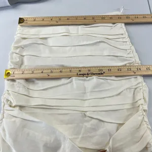 Zara Mini Skirt Womens Small Off White Stretch Ruched Everyday Wear Classic‎ thumbnail 12