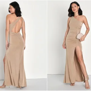 LULU's Sexy Prom Wedding Elegant Slimming One Shoulder Mermaid Trumpet Maxi thumbnail 2