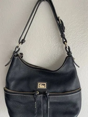 Dooney & Bourke Pebble Grain Classic Black Leather Hobo Handbag Adjustable thumbnail 5