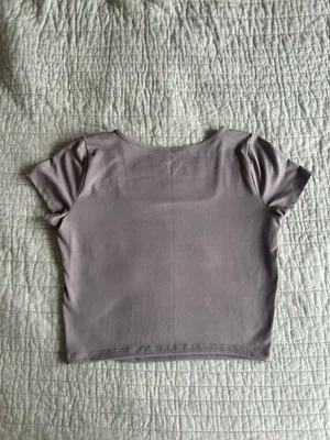 Hollister Mauve Tan Fitted Crop T-Shirt thumbnail 3