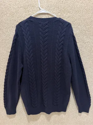 NWT Nautica sweater grandpa fisherman 100% cotton cable knit blue large preppy thumbnail 2