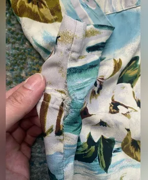 Vintage Tiki Classics silk Hawaiian palm trees button down shirt, size medium thumbnail 11