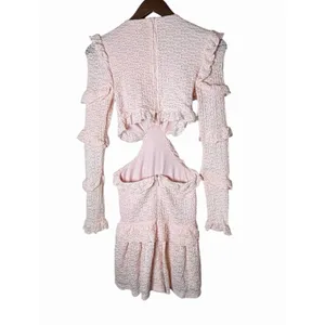 SABO Pink Eyelet Cutout Ruffle Mini Dress Long Sleeve Size 2 thumbnail 9