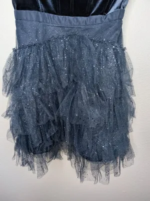 Betsy and Adam Navy Blue Glitter Tulle Fit and Flare Dress Size 8 thumbnail 3
