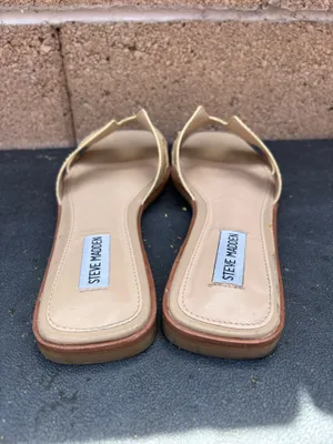 Steve Madden Women’s Beige/Tan Woven Slide Sandals Slip-On Open Toe Flat 8.5 thumbnail 5