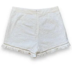 J.O.A Los‎ Angeles White Eyelet Lace Shorts High Waist Ruffle Hem Retro Feminine thumbnail 6