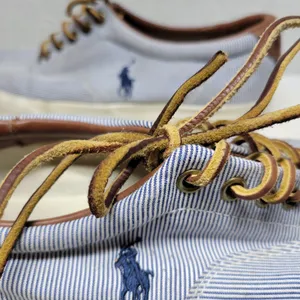 Polo Ralph Lauren Vaughn Boat Shoes Mens 9.5 Blue White Pinstriped Deck Sneakers thumbnail 9