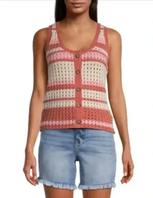 a.n.a Knit Button Sweater Stripe Vest // Size Large thumbnail 1