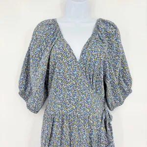 Old Navy Floral Maxi Wrap Dress Sz L Boho Peasant Cottage Ditsy Floral Romantic thumbnail 3