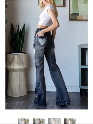 OLI & HALI Grommet HEART DENIM‎ JEANS Size Large thumbnail 3