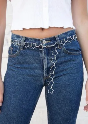 Brandy Melville silver star chain belt thumbnail 1