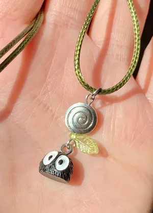 Handmade Kawaii fairy cottage style swirl soot necklace 🍃🌀🌳 thumbnail 3