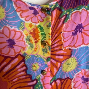Leifsdottir anthropology Silk Floral Ruffle Sleeveless Blouse Multicolor Size‎ 4 thumbnail 11