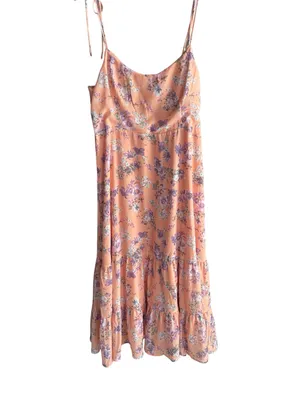 Lulus Started With a Kiss Orange Floral Print Tie-Strap Tiered Dress thumbnail 4