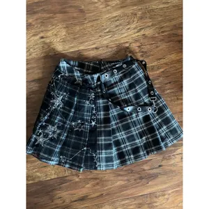 DARK IN LOVE Mini Plaid Skirt KILT GOTH WHIMSY STARS Small S thumbnail 5