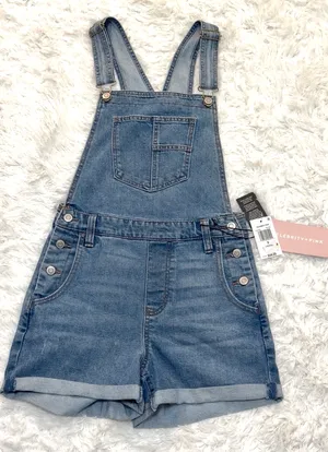 Celebrity Pink Blue Denim Short Overalls ONLY. Size S thumbnail 4