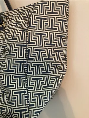 Tory Burch Black and White Signature Geometric Tote thumbnail 7