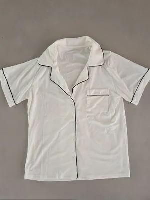 New Women's White Button-Front Short Pajama Set Size Xs/S thumbnail 4