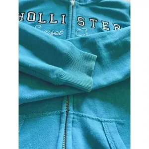 Hollister Sunset Full Zip Turquoise Long Sleeves Sweatshirt SZ S #1433 thumbnail 5