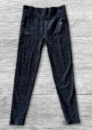 Gymshark Black Textured Seamless Scrunch Leggings Size L thumbnail 1