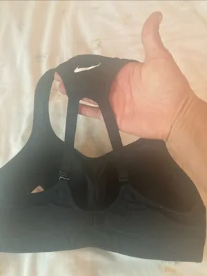 Nike Black Racerback Padded Sports Bra with White Swoosh thumbnail 6