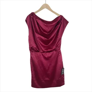 NWT Lulus Utter Obsession Burgundy Red Satin Boat Neck Mini Dress Size Small thumbnail 5