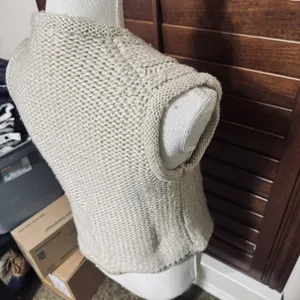Vintage Oatmeal Cable Knit Sweater Vest Button Front Chunky Cottagecore Large thumbnail 5