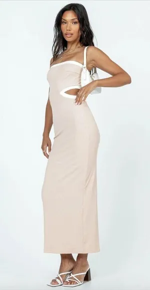 Princess Polly Greta Beige White Strapless Cut Out Maxi Dress 2 thumbnail 4