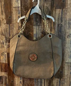 Taupe women's handbags with shoulder strap medium size 13 length x 16 wide thumbnail 5