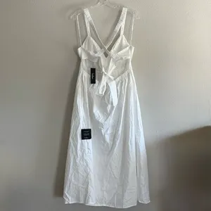 NEW Lulus Strolling Sicily White Pleated Backless Midi Dress With Pockets Sz XL thumbnail 12