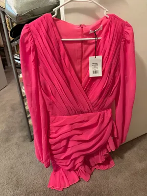 ShowPo neon pink Ruffle mini dress thumbnail 4