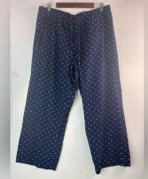 GAP XL Women's Light Flannel Pajama Bottoms in Navy Polka Dot thumbnail 1