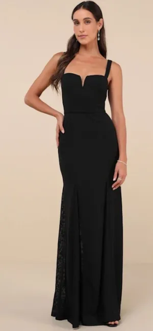 LULU's Sexy Lace FLowy Prom Wedding Modern Chic Mermaid Maxi Dress thumbnail 1