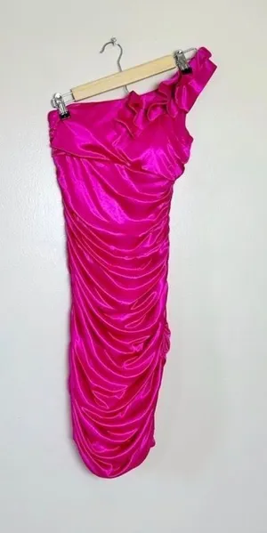 CLEARANCE! Pink Ruby Rox One-Shoulder Ruched Dress Size S Junior NWT thumbnail 1