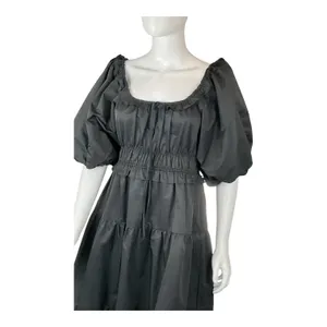 THML Black Puff Sleeve Tiered Midi Dress‎ Ruffle Off Shoulder Party thumbnail 4