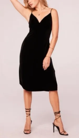 NWT Band of the Free Girl Crush Black Velvet Slit Strappy Midi Dress Size Small thumbnail 1