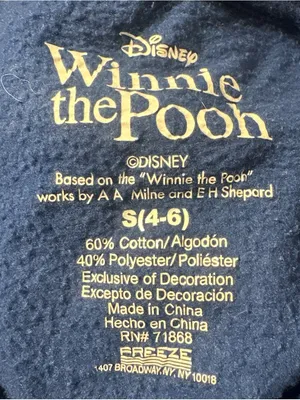 Disney H97. Blue Winnie the Pooh Graphic Hoodie Sweatshirt size small thumbnail 4