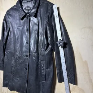 III State Leather Jacket Womens XL Black Button Coat Mid Length Classic‎ thumbnail 6