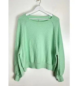 FREE PEOPLE Found My Friend Bouclé Pullover in Misty Jade Size Small thumbnail 4