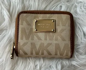 Michael Kors Black Vanilla White Item Mk Signature Jacquard Bifold Wallet thumbnail 1