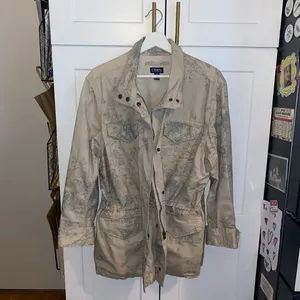 Vintage Chaps Light Blue Tan Floral Rose Utility Chore Coat Boho Western Spring thumbnail 8