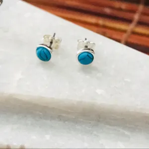 Southwestern Faux Turquoise Pin & Post Earrings thumbnail 3