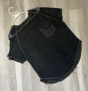 Free People Tshirt burnout sheer oversized womens Black (medium) boho beach thumbnail 1